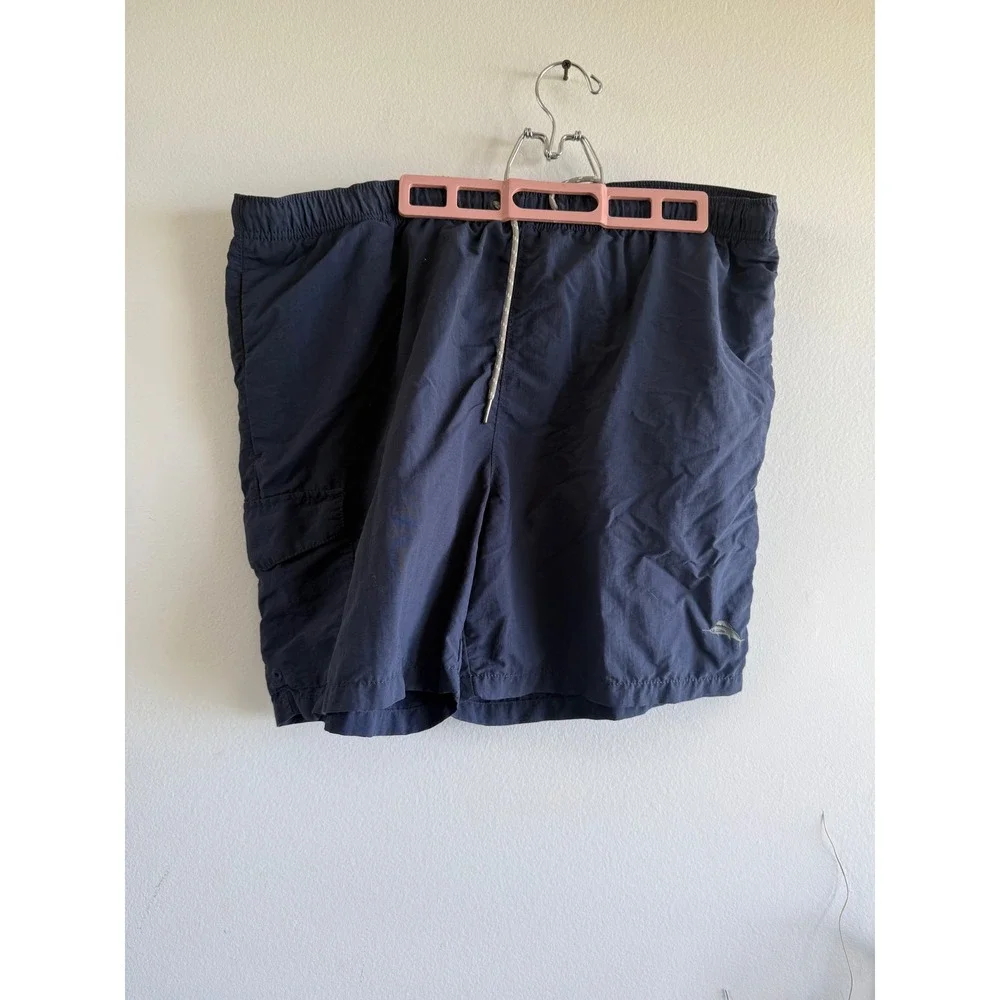 Tommy Bahama Relax Mens XL Navy Blue Nylon Mesh Lined Cargo‎ Swim Trunks Shorts